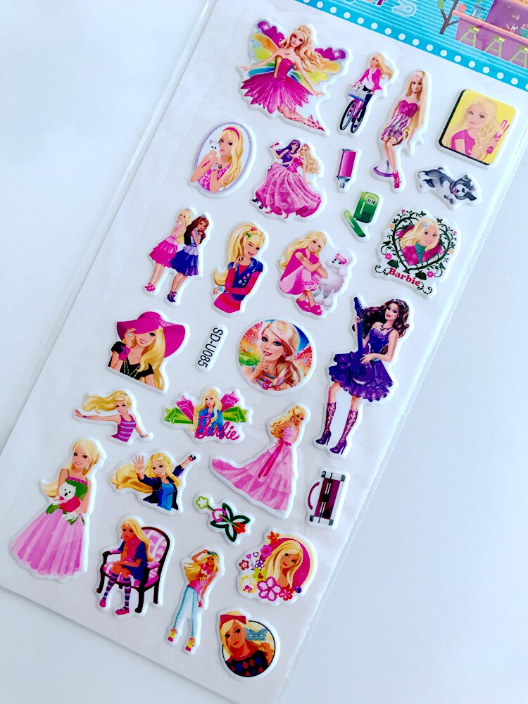 贴画芭比娃娃儿童女童公主手工贴纸立体泡泡粘帖奖励贴纸