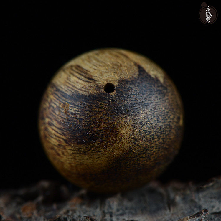 沉香8分沉16mm越南芽庄白奇楠佛珠手串单珠散保真佛珠