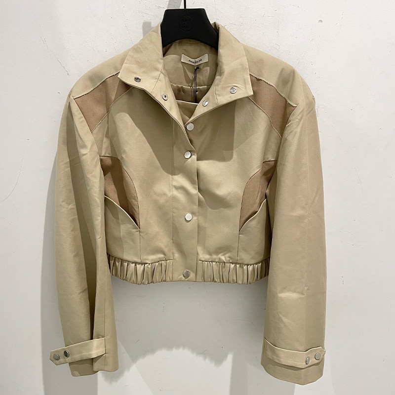 jacqueswei2022早春新品拼色分割夹克立领短款外套blank买手店