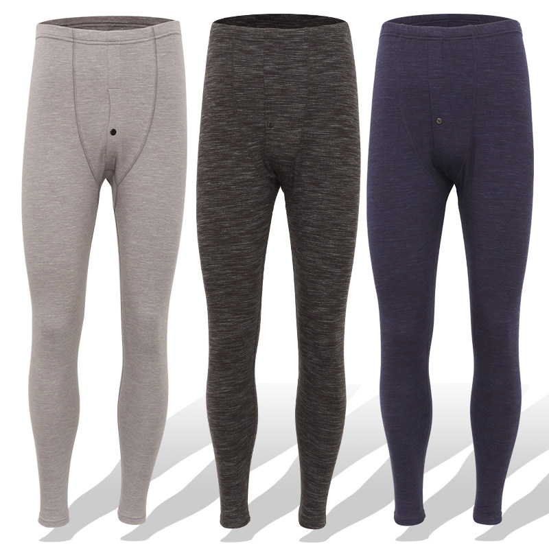 秋裤男士宽松春秋弹力舒绒打底棉毛裤单件中老年人保暖裤