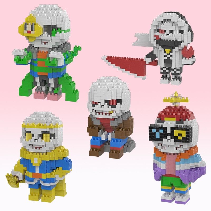 传说之下sans手办龙骨炮小颗粒微型拼装积木手办