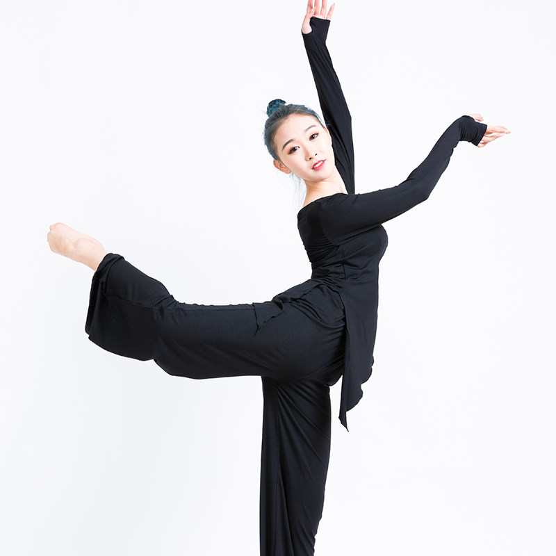 舞蹈服装练功服女短袖套装宽松成人莫代尔长袖现代舞服装