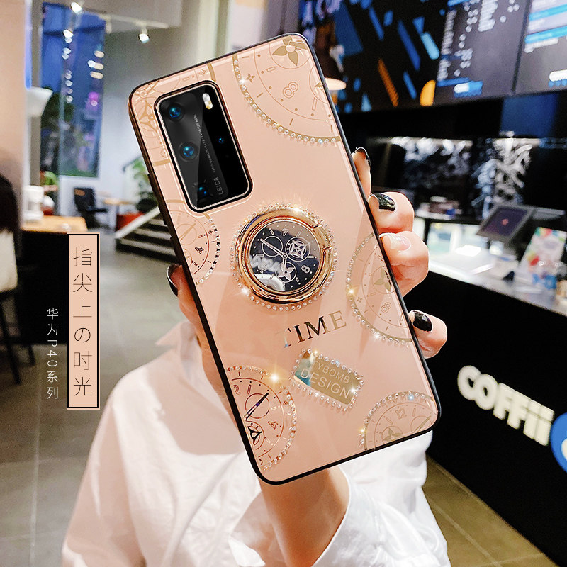 适用华为p40手机壳p40pro保护套女款带指环支架挂绳网红p30限量版高档