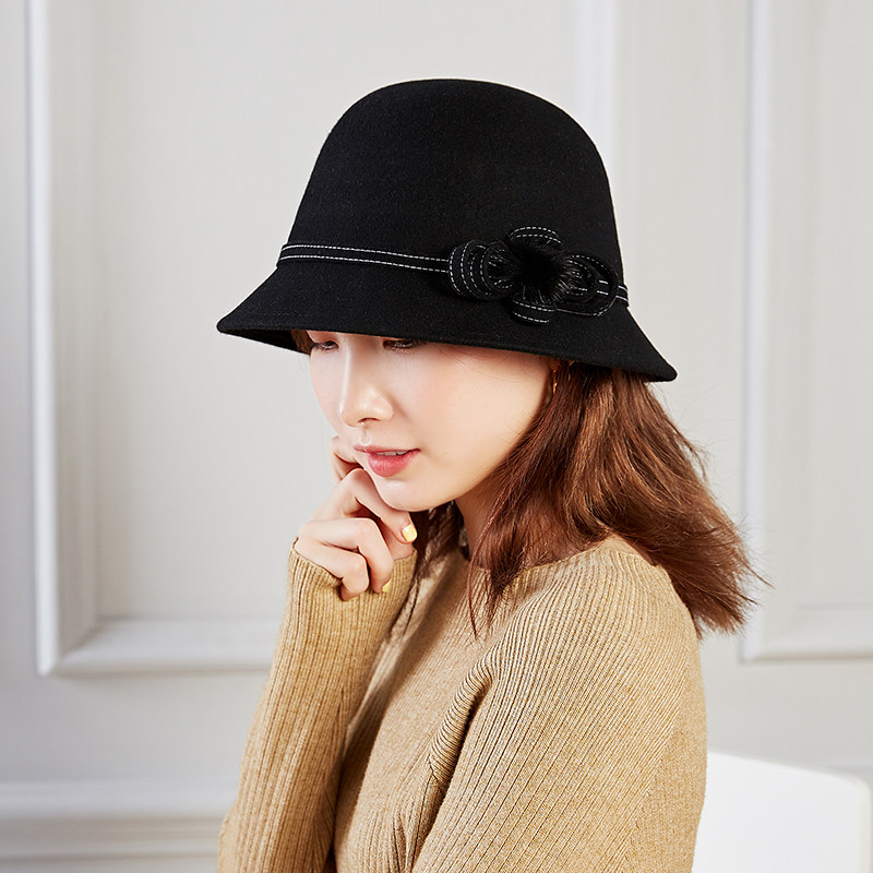 女士潮英伦复古蝴蝶结大檐帽