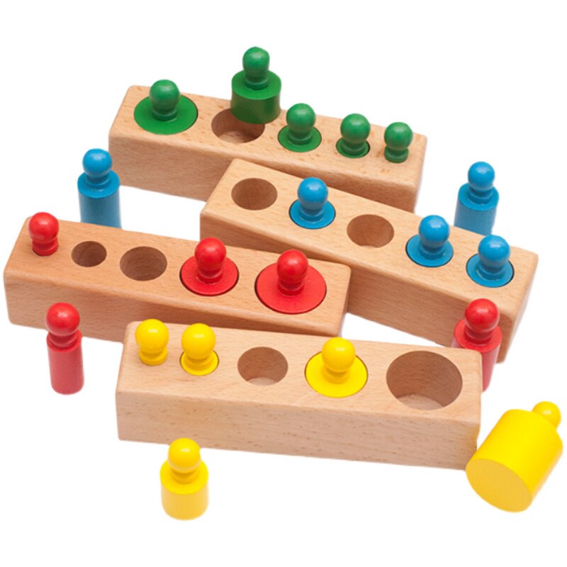 蒙氏教具台梭早教益智玩具一岁儿童宝宝插座圆柱体早教教具