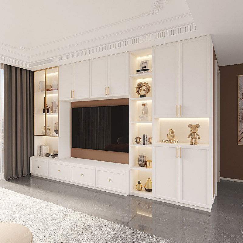 轻奢电视柜一体组合墙柜背景墙现代简约客厅壁柜整体电视柜