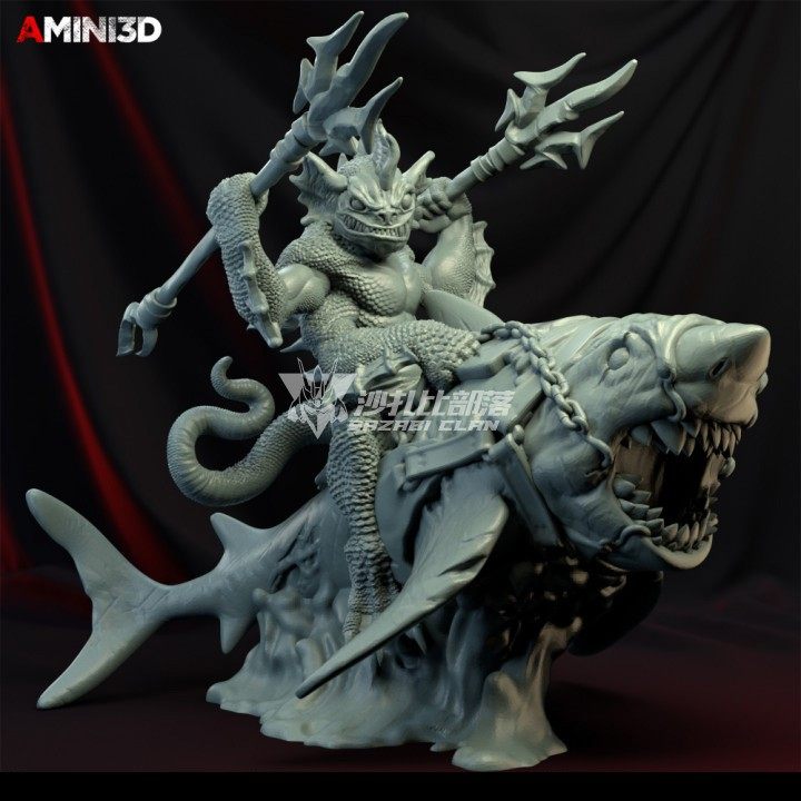 animi3d沙华骑士萨瓦因鱼人原创创光固化手办沙扎桌游配件