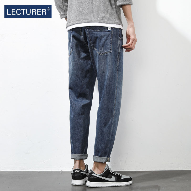 2022年夏季薄款牛仔裤男宽松直筒长裤子男春秋款潮流九分工装潮牌