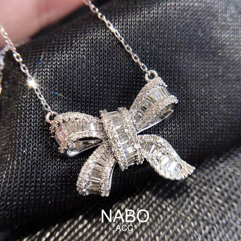 925纯银冰糖方钻蝴蝶结高碳钻戒指女设计小众时尚 个性轻奢高级感