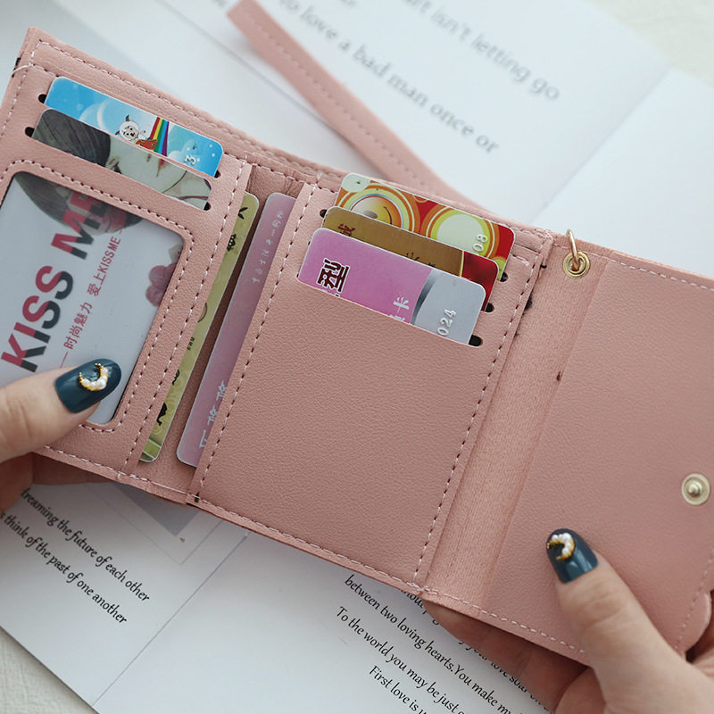零钱钱包少女女士短款2021新款学生小清新折叠钱包