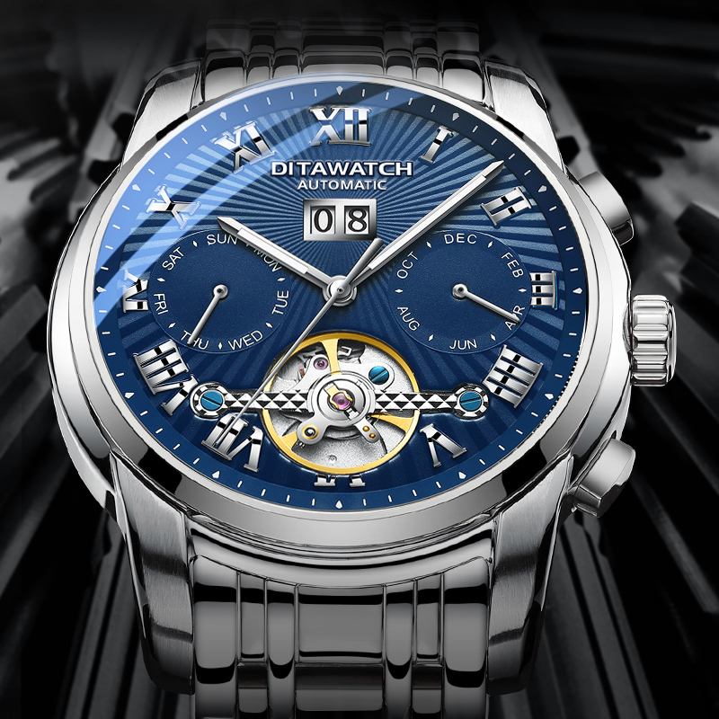 镂空全自动机械表正品牌国产名牌男士手表男款潮流迪塔简约商务