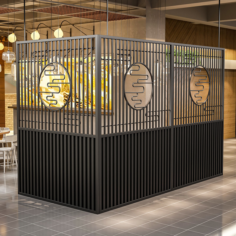 新中式 餐厅饭店隔断屏风卡座包间餐饮火锅烧烤店茶楼茶室铁艺定制