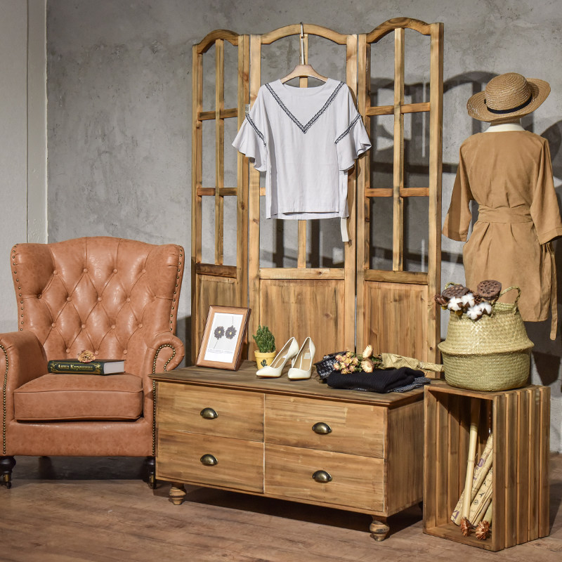 美式服装门板格子橱窗店铺服装店隔断乡村屏风办公屏风