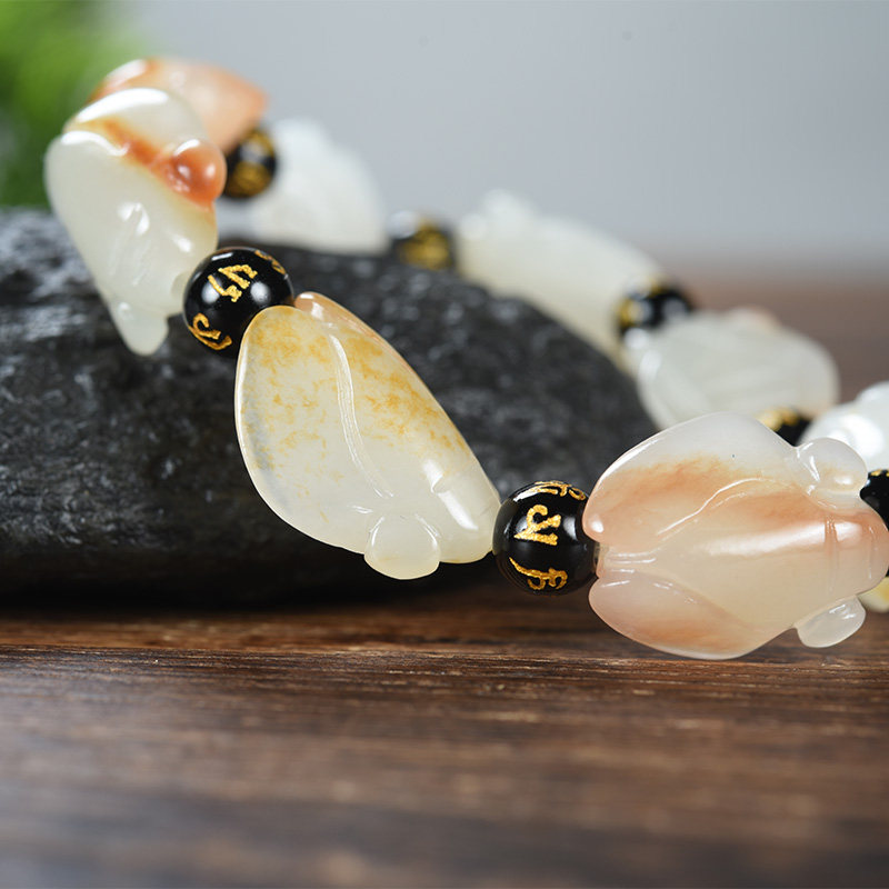 孤品千尺山新疆和田玉籽料一鸣惊人手串玉蝉手链手饰玉石首饰39克