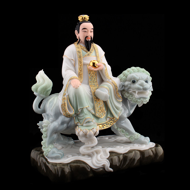 太乙救苦天尊汉白玉天青神像真人带骑家用人物摆件
