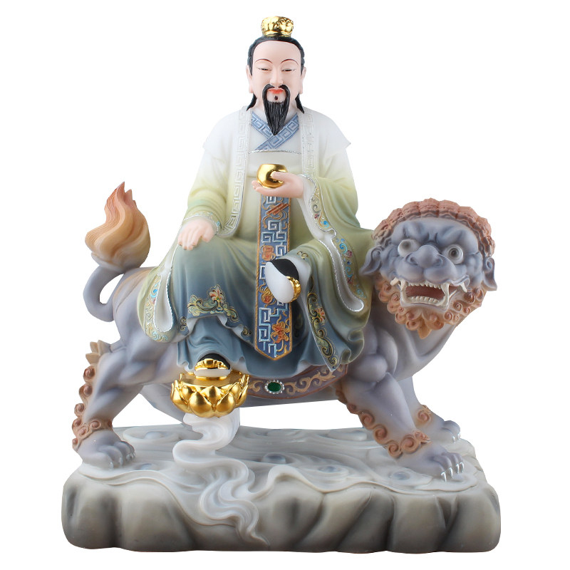 太乙汉白玉彩绘救苦天尊神像家用客厅真人佛像摆件