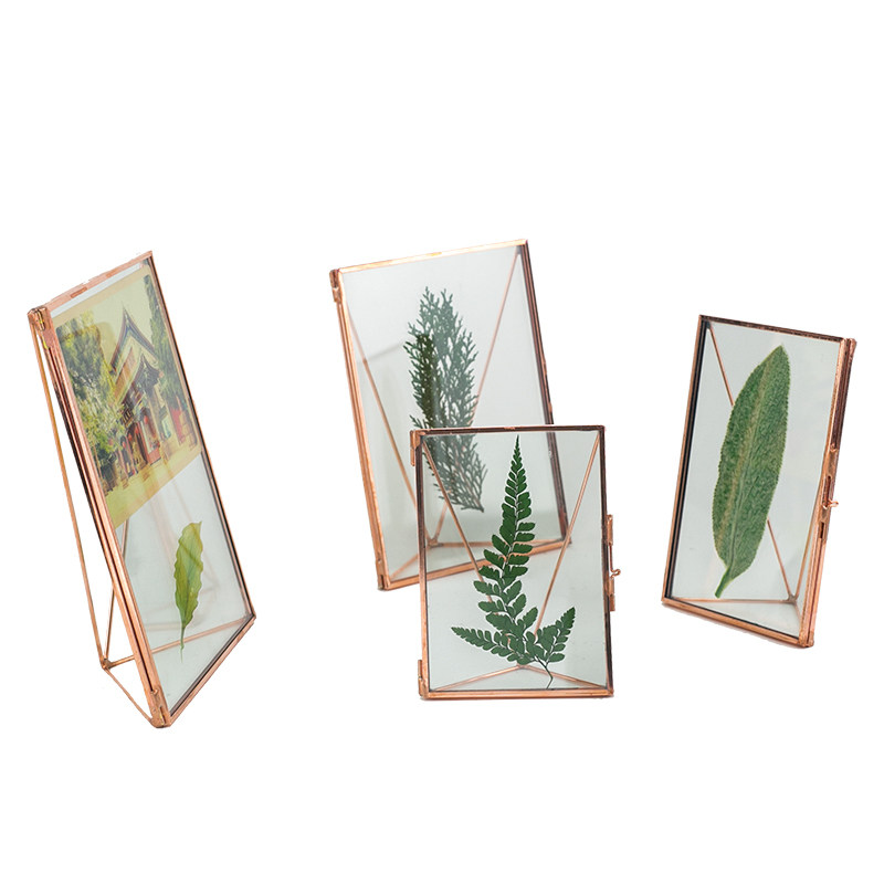 北欧金属几何玻璃相框67寸摆台创意ins植物相框