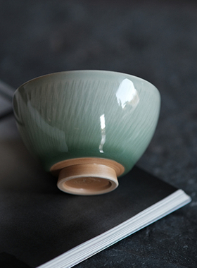 【土人斋】龙泉青瓷黄灿手工跳刀青杯