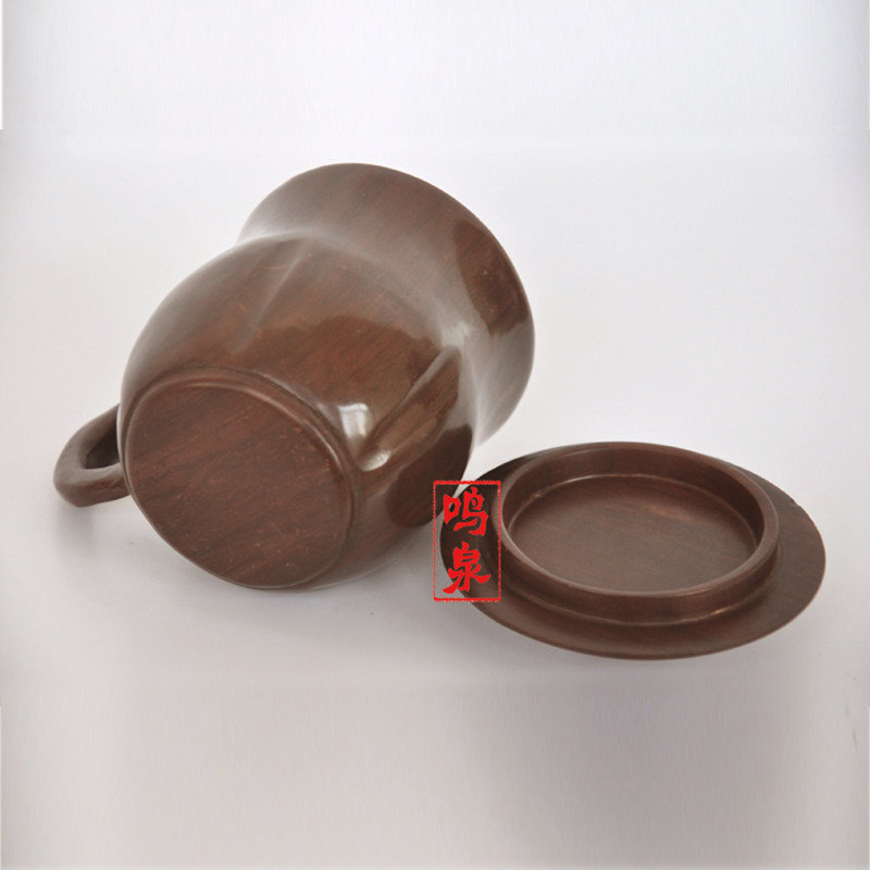 鸣泉木鱼石杯子天然原石水杯茶杯茶具整石杯茶具石杯手工办公杯子