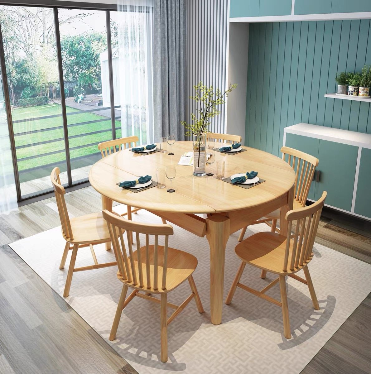 餐桌实木圆餐桌椅组合方圆两用伸缩折叠规格餐桌