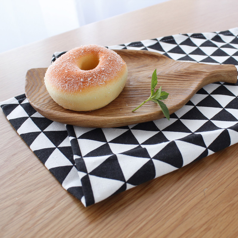 北欧格子餐垫布艺牛排西餐餐巾棉麻餐布盘垫餐垫