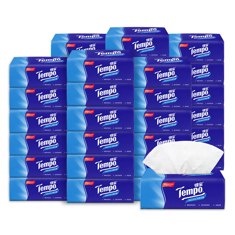 tempo得宝抽纸4层家庭装天天然无香面巾纸餐巾纸抽纸