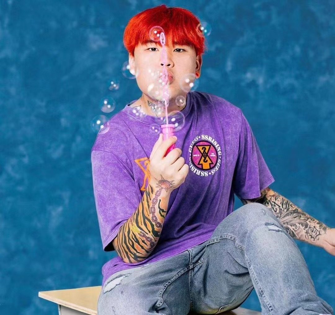 gue88系列guess88rising联名水洗做旧扎染龙纹短袖t恤