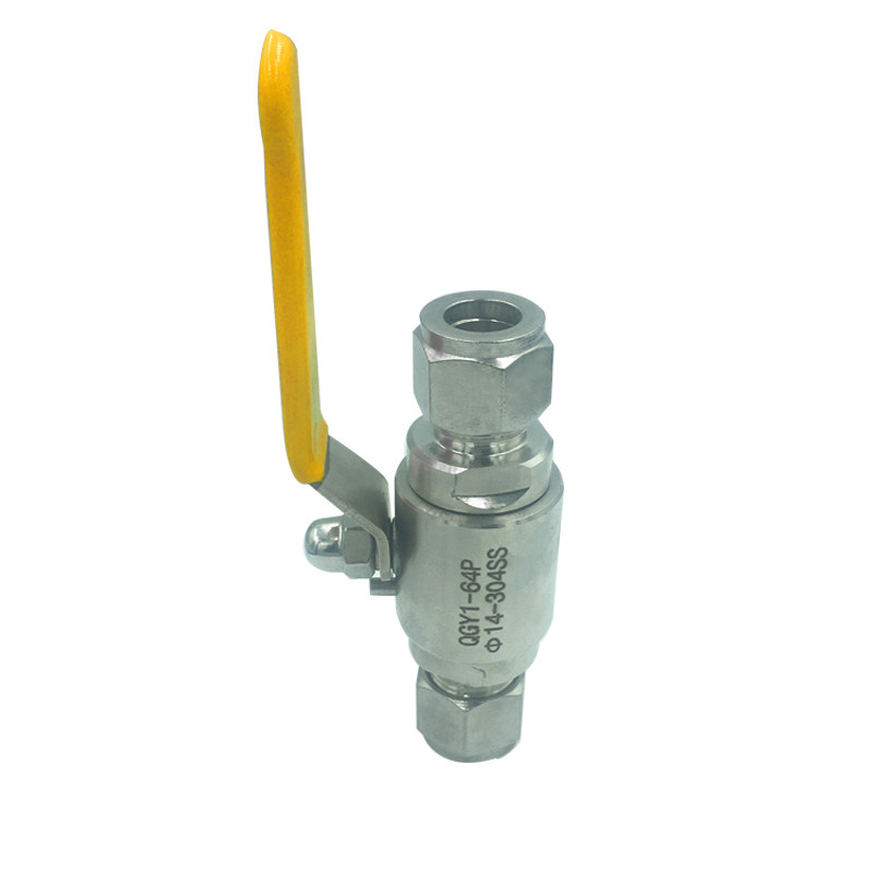 不锈钢双卡套气源球阀qgy1高压螺纹管道手柄开关球阀