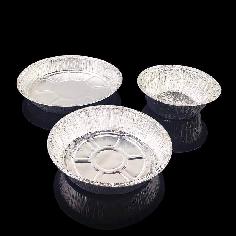 锡纸纸盒圆形花甲铝箔餐盒锡箔一次性打包6寸一次性餐盒