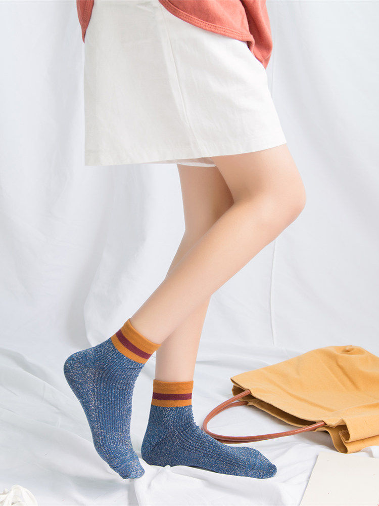 秋季子女韩版学院风棉短袜亮丝筒袜短袜