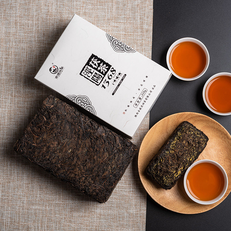 两盒装泾阳茯茶1368陕西特产正宗金花茯砖古渡茯茶900g