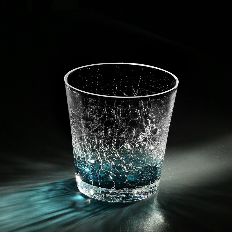 日本进口大山隆手作冰裂纹玻璃杯家用轻奢威士忌杯洋酒杯礼物杯子