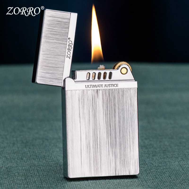 zorro佐罗朗声打火机煤油复古老式拉丝男友超薄煤油打火机
