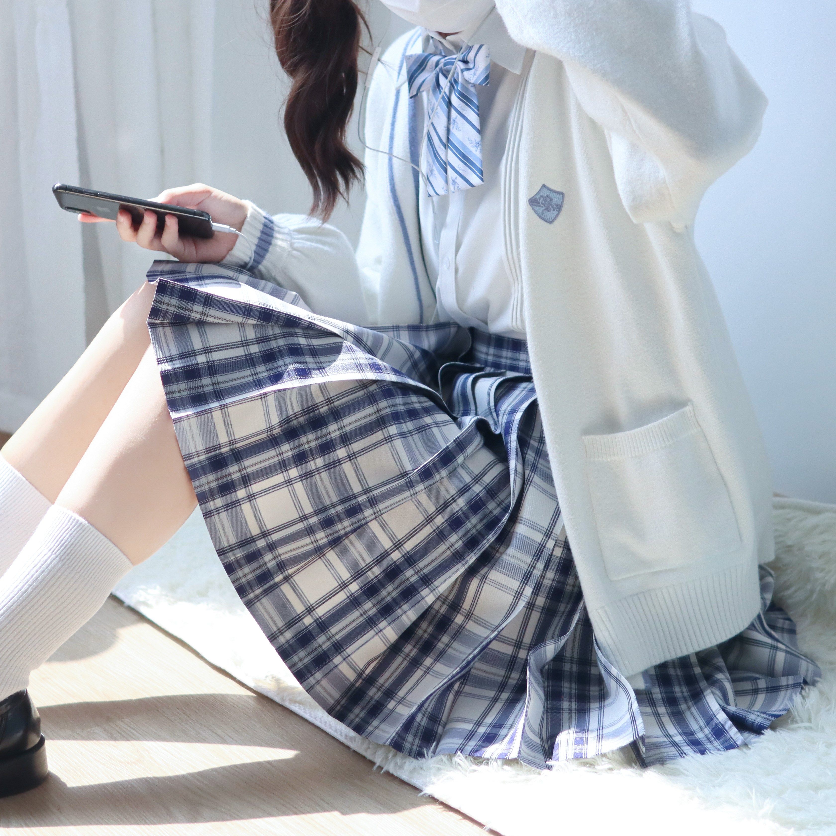 jk半身落日掉落格裙正版无尽现货猫萌制服半身裙