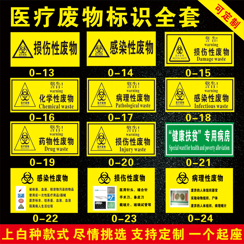 医院垃圾分类标贴医疗废物暂存存处警示提示标志牌