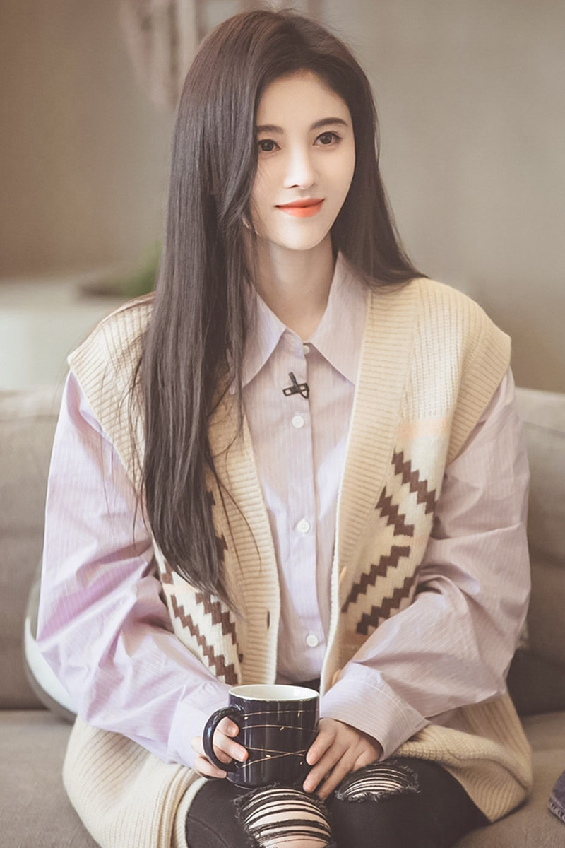 朋友请听好鞠婧祎同款衣服夏季宽松中长紫色衬衫