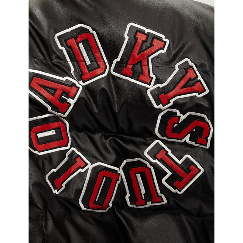 apea2021冬季美式复古oversize字母刺绣翻领拉链pu棉衣