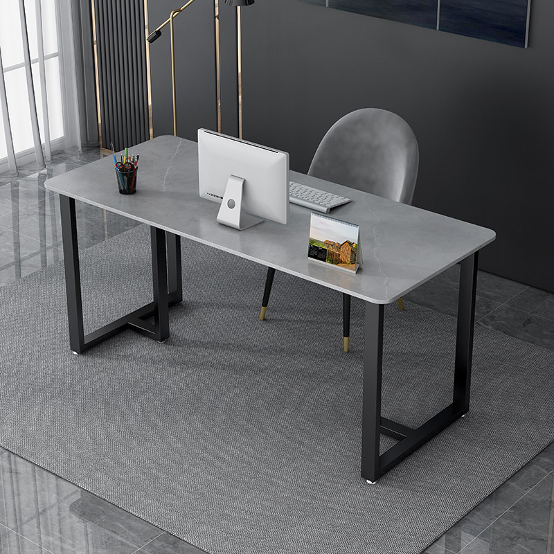 北欧轻奢大理石简约书桌电脑办公桌岩板网红直播电脑桌