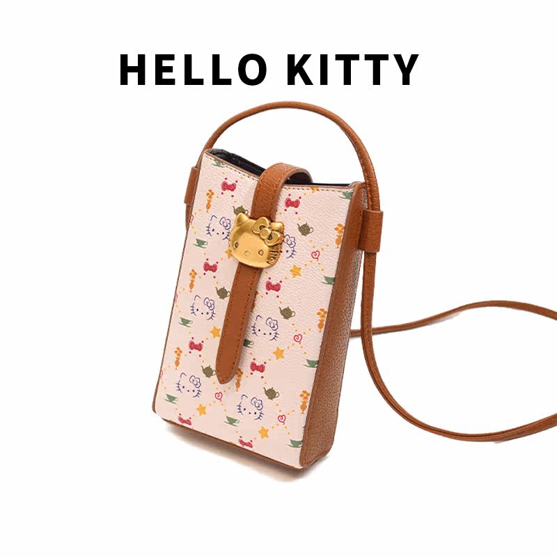 hellokitty凯蒂猫包包女老花花料系列单肩斜跨手机通用款女包