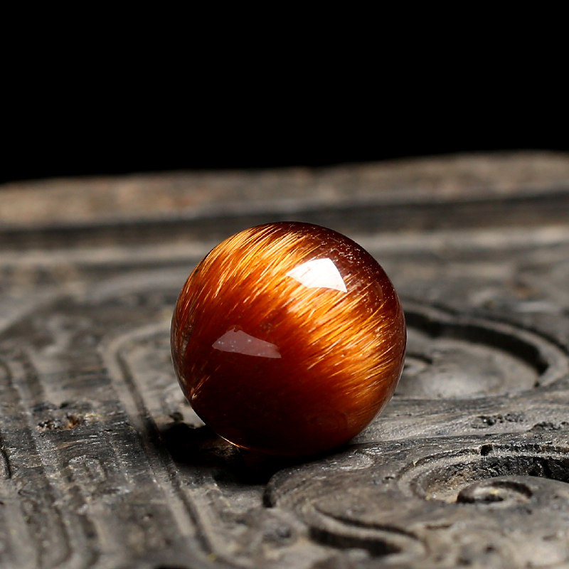 正品天然铜发晶散珠单珠手链男女款钛晶圆珠黄发晶水晶多宝招财