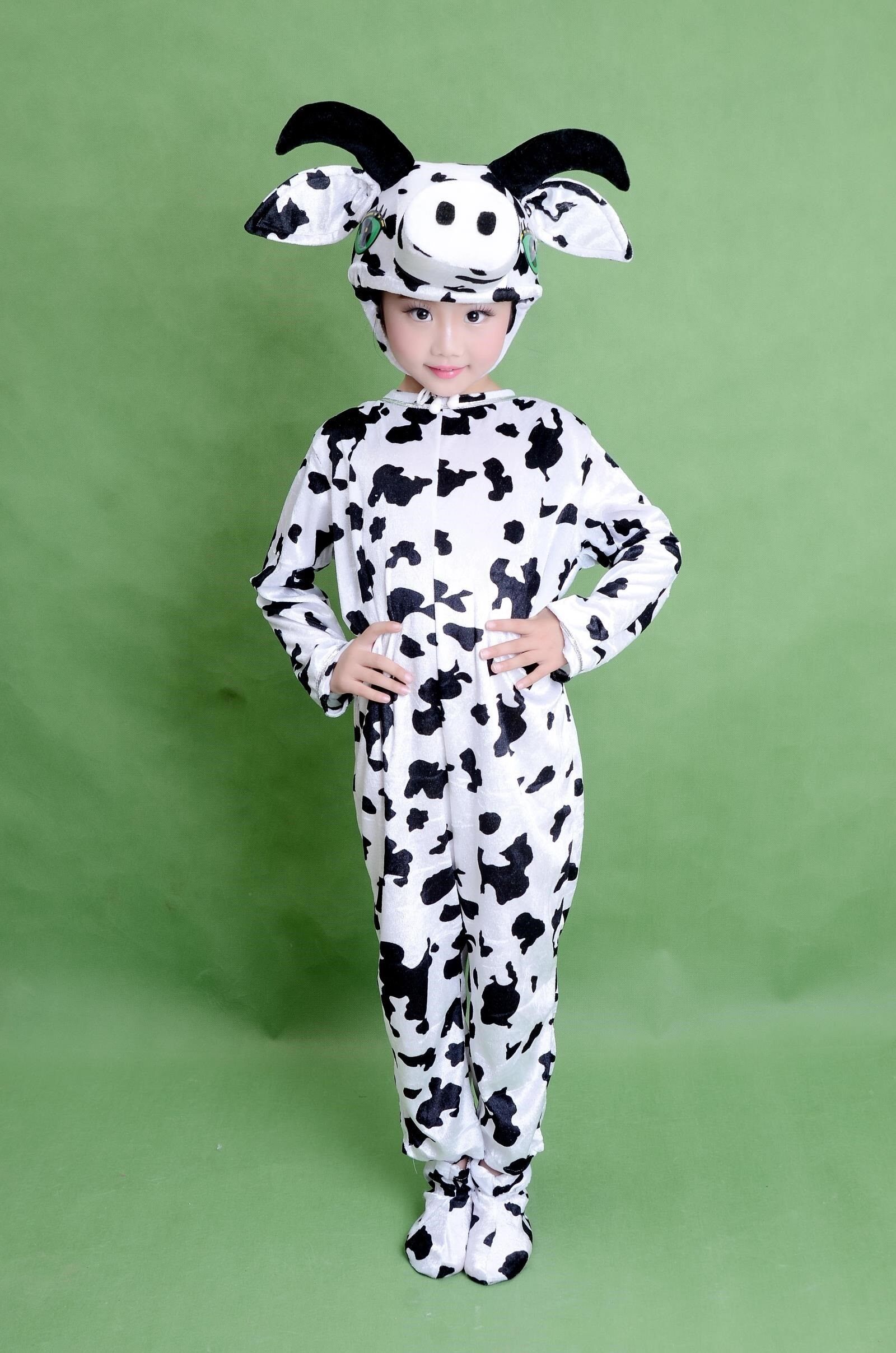 生肖男童服饰话剧儿童奶牛表演短袖全家动物儿童演出服