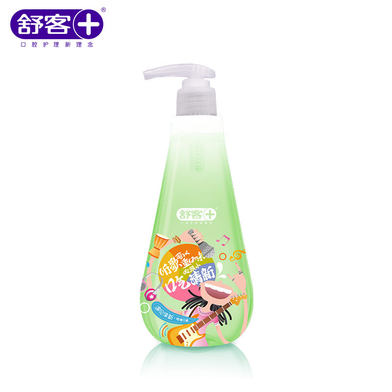 舒客按压液体啫喱牙膏250g冰悦绿茶香味含氟牙膏