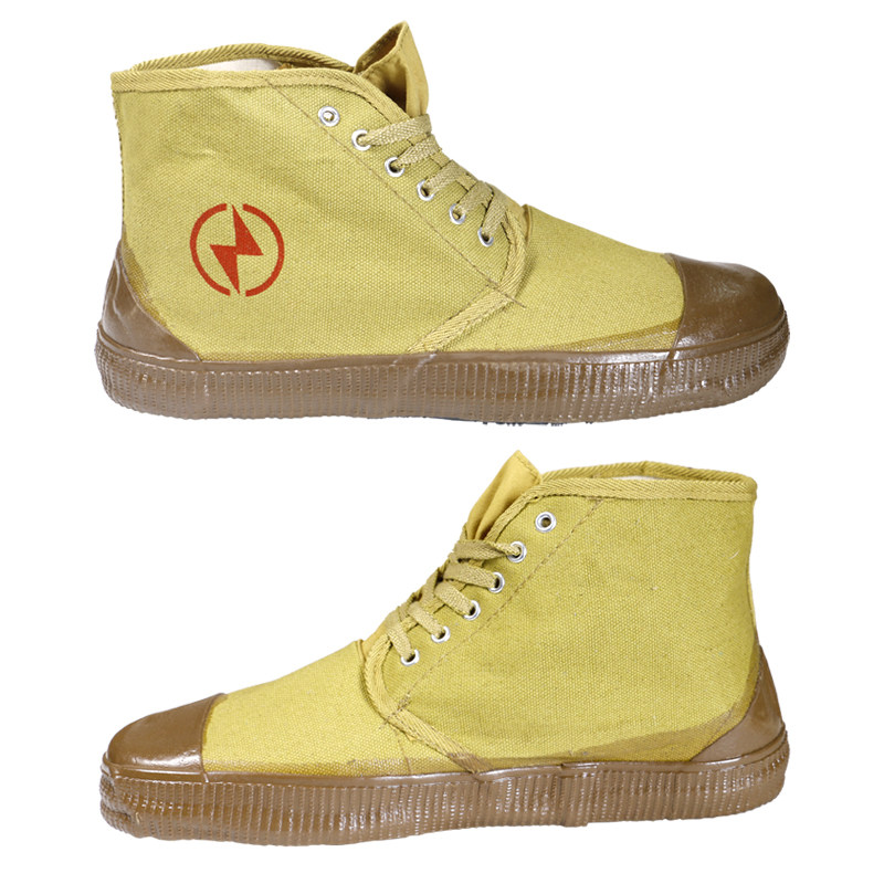 高帮黄胶男女绝缘劳保帆布电力黄球鞋10kv电工保暖高压解放鞋5kv