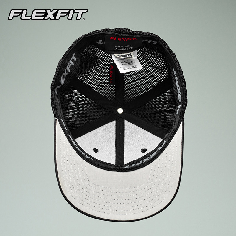 flexfit全封闭弹力硬顶棒球帽高顶网眼时尚帽子