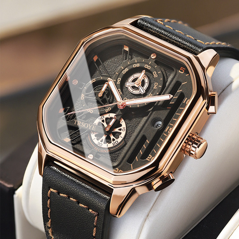 正品男士皮带防水石英运动男款男表 tisselly蒂西尼国产腕表