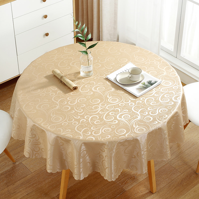 桌布防水防油免洗防烫大圆桌子家用酒店饭店定制圆形台布艺餐桌垫