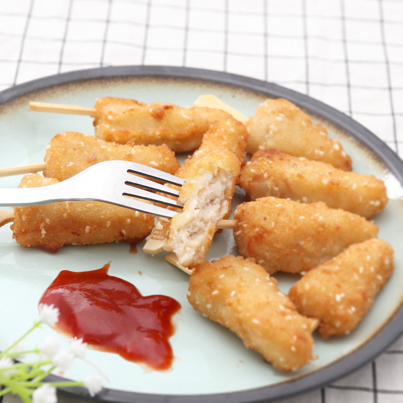 大用芝麻金甲鸡柳400g5袋包邮三角串黄金鸡肉无骨商用油炸小吃