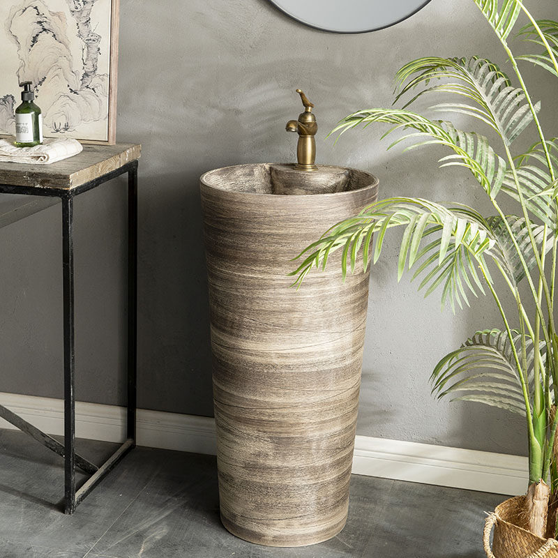 大尺寸立柱盆艺术洗手盆台一体户外水池台盆庭院室外洗手台落地式