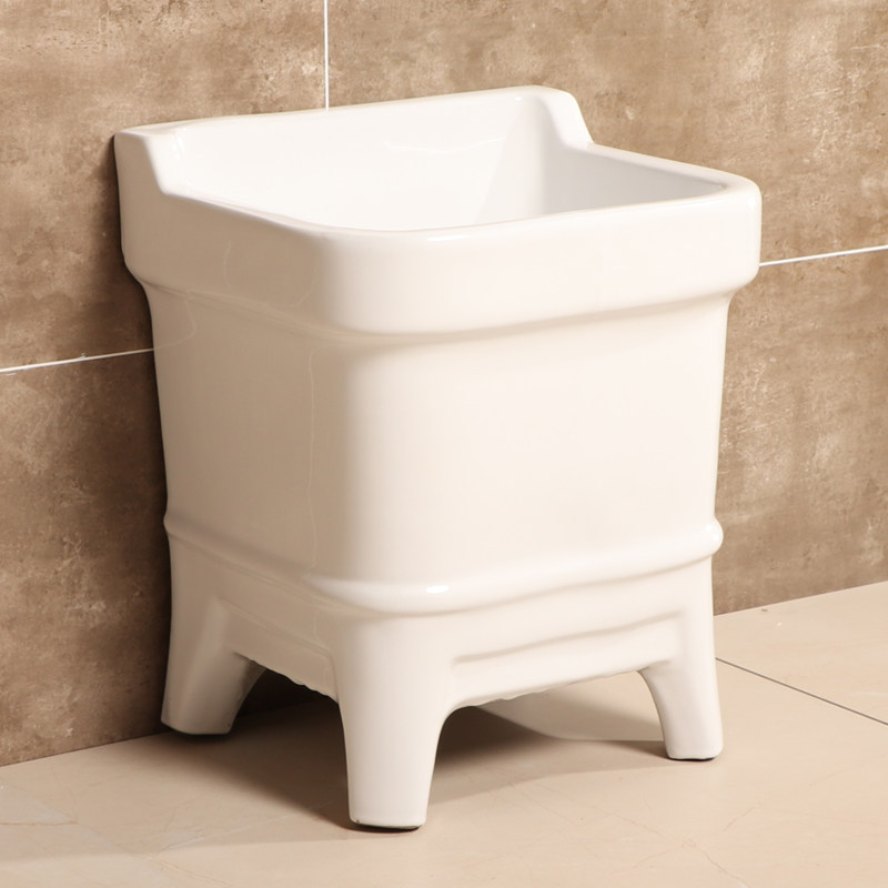 恒尔卫浴高温陶瓷拖把池带溢水孔洗拖布池阳台蹲布盆卫生间水池