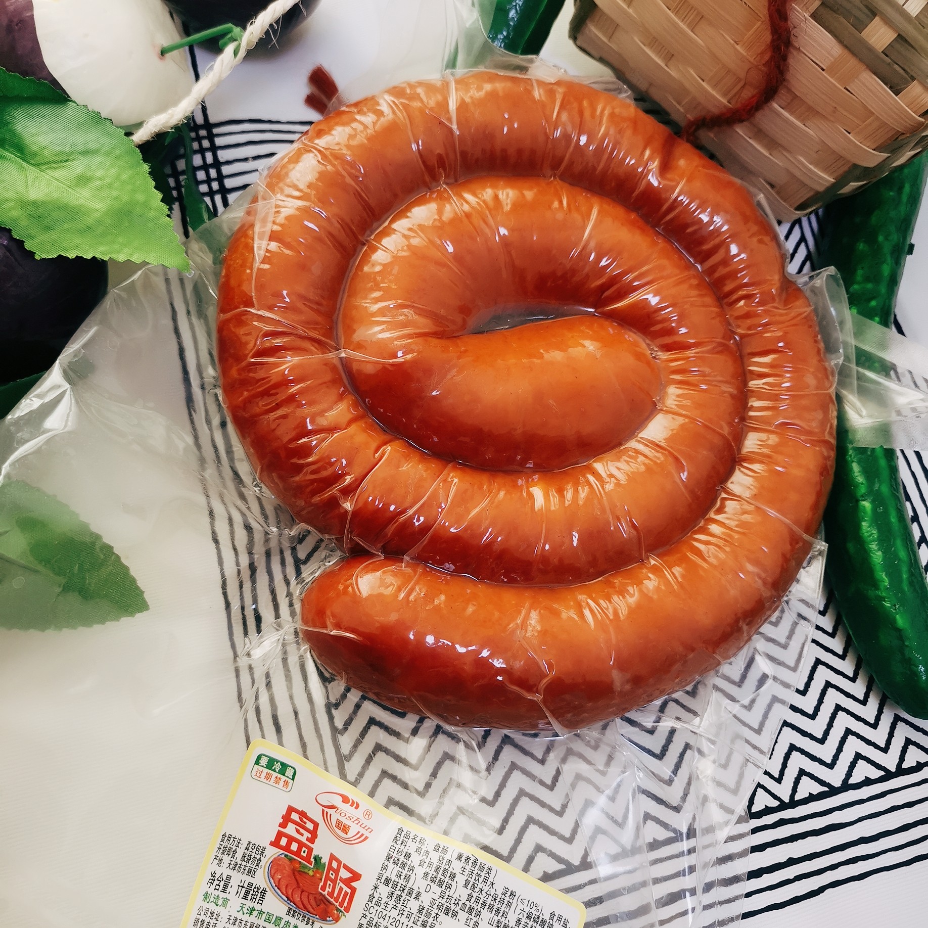 天津国顺盘肠1000g特产开袋即食油煎烧烤美味香肠